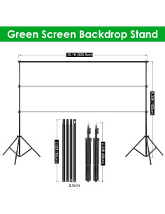 Kit de Fondo Verde Portátil Aiuca 1.98 x 3.05 m con Soporte 2
