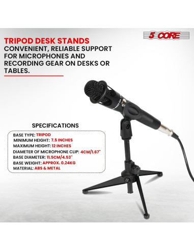 Soporte de Micrófono de Escritorio 5 Core Ajustable 19-30 cm