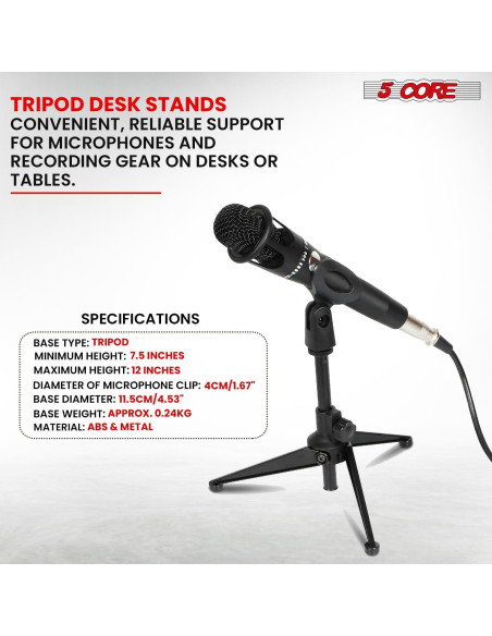 Soporte de Micrófono de Escritorio 5 Core Ajustable 19-30 cm