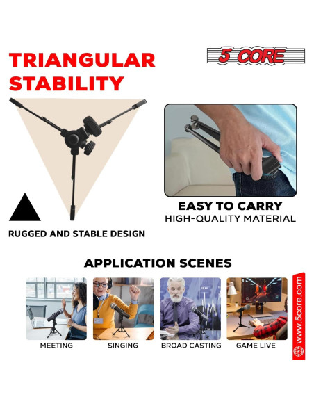 Soporte de Micrófono de Escritorio 5 Core Ajustable 19-30 cm