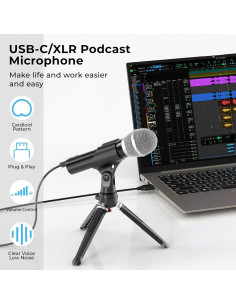 Micrófono Dinámico USB/XLR Borenbuir BL-550USB con Control de Volumen 2