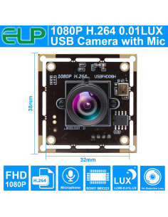 Cámara USB ELP Sony IMX323 1080P 100 Angulo Amplio 2