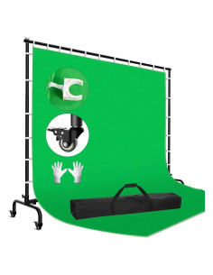 Kit de Fondo Verde 2.74x2.74m con Soporte Móvil 2.13m GLOSHOOTING