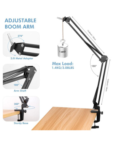 Brazo de Soporte para Micrófono LacBec Ajustable 1.4kg