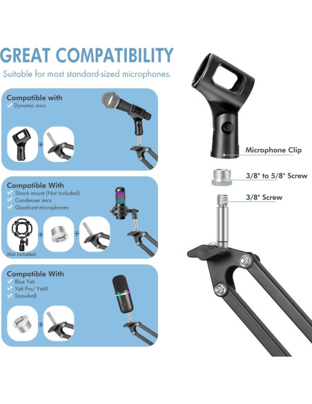 Brazo de Soporte para Micrófono LacBec Ajustable 1.4kg