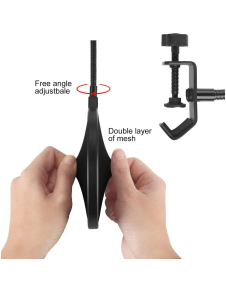 Filtro Pop de Micrófono de Estudio con Cuello de Ganso Ajustable