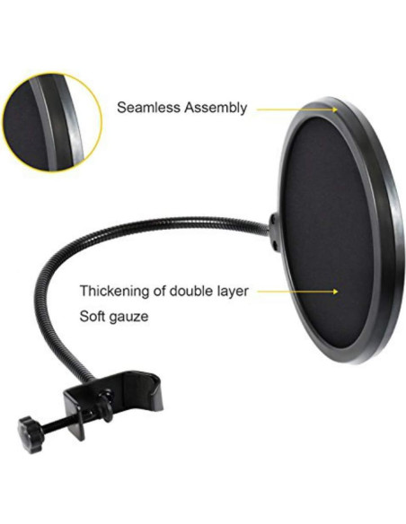 Filtro Pop de Micrófono de Estudio con Cuello de Ganso Ajustable