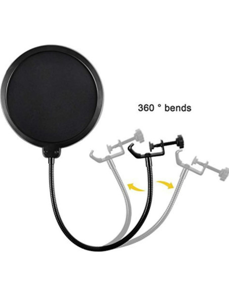 Filtro Pop de Micrófono de Estudio con Cuello de Ganso Ajustable