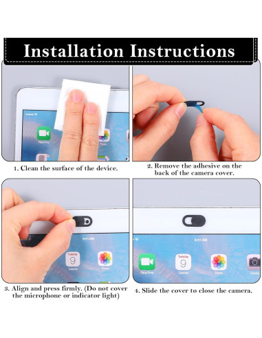 12 Piezas Cubierta de Webcam JIYIN Anti-Mirón Negra