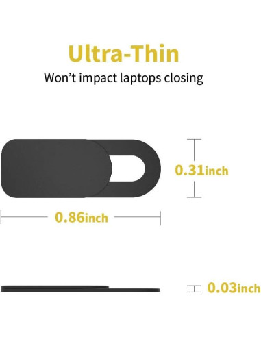 Cubierta Deslizante para Webcam SenseAGE - 3 Piezas, Negro
