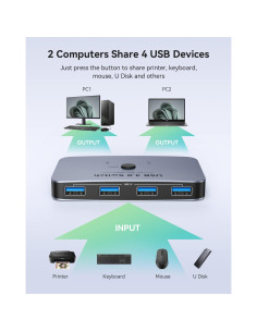 Interruptor USB 3.0 KVM ABLEWE para 2 PCs y 4 Dispositivos 2