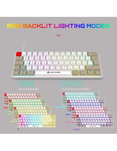 Teclado Mecánico Compacto LexonElec 62 Teclas RGB PBT