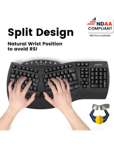 Teclado Ergonómico Inalámbrico Perixx PERIBOARD-612B Negro 2