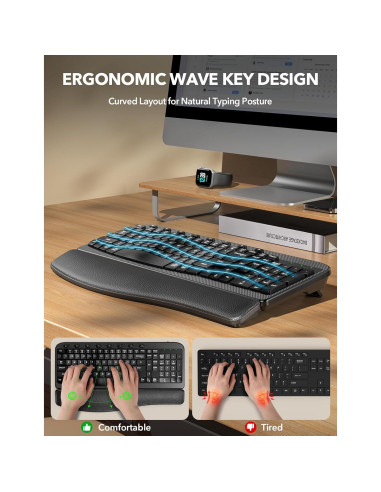Teclado Inalámbrico SABLUTE KG812A Ergonómico con Reposamuñecas
