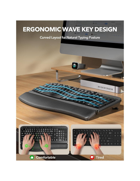 Teclado Inalámbrico SABLUTE KG812A Ergonómico con Reposamuñecas