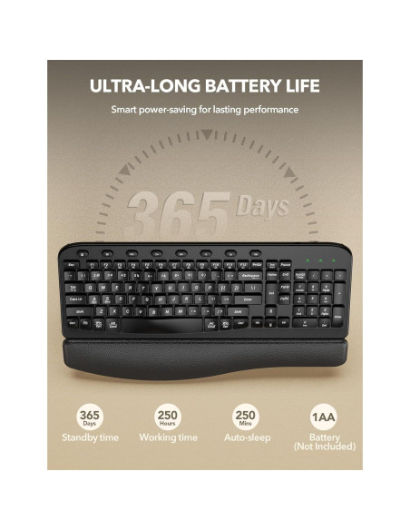 Teclado Inalámbrico SABLUTE KG812A Ergonómico con Reposamuñecas