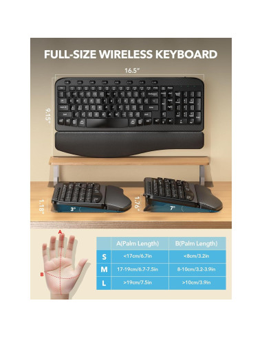 Teclado Inalámbrico SABLUTE KG812A Ergonómico con Reposamuñecas