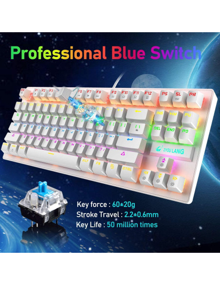 Teclado Mecánico LexonElec K2 Mini 82 Teclas Retroiluminado LED