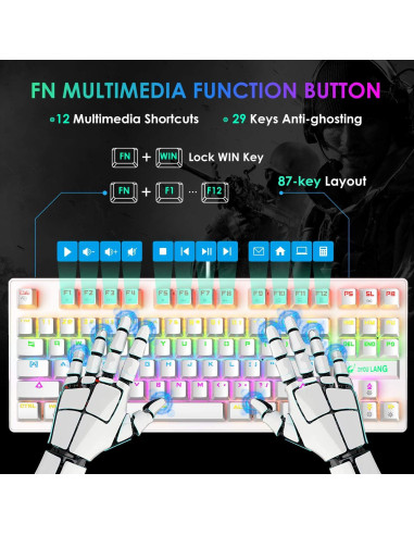 Teclado Mecánico LexonElec K2 Mini 82 Teclas Retroiluminado LED