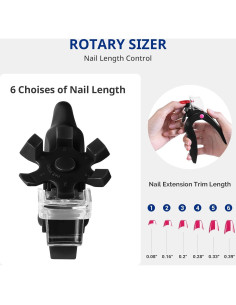 Cortador de Uñas Acrílicas AIRSEE Ajustable con Medidor Negro 2