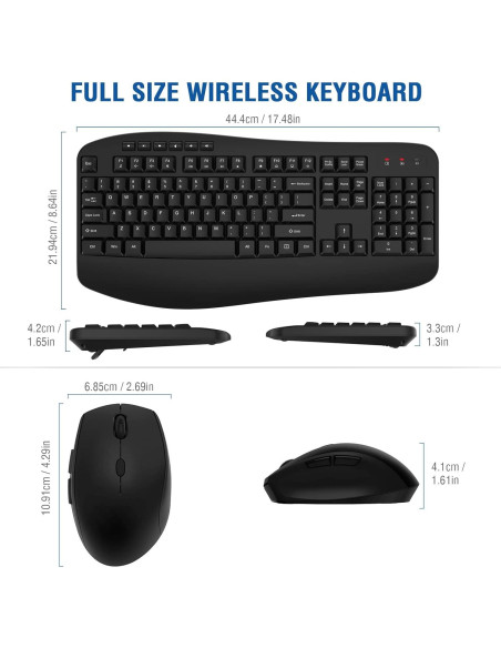 Combo Teclado y Ratón Inalámbrico EDJO con Reposamanos - Negro Combo Teclado y Ratón Inalámbrico EDJO con Reposamanos - Negro