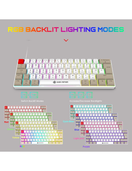 Teclado Mecánico Compacto LexonElec 60% RGB PBT 62 Teclas Teclado Mecánico Compacto LexonElec 60% RGB PBT 62 Teclas