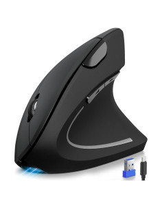 Ratón Ergonómico TECKNET Recargable Inalámbrico 6 DPI Negro