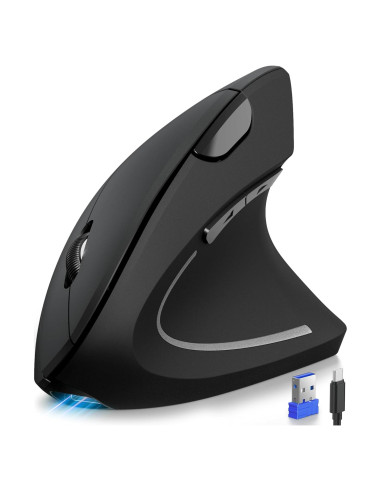 Ratón Ergonómico TECKNET Recargable Inalámbrico 6 DPI Negro