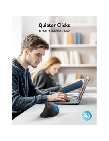 Ratón Ergonómico TECKNET Recargable Inalámbrico 6 DPI Negro