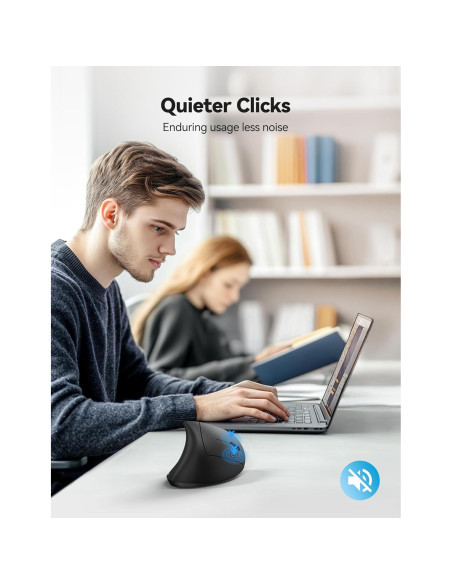 Ratón Ergonómico TECKNET Recargable Inalámbrico 6 DPI Negro