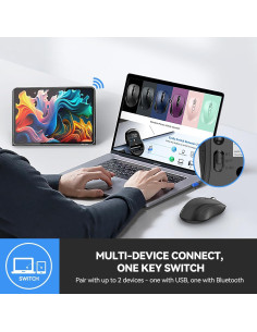 Ratón Inalámbrico TECKNET 4000DPI Bluetooth y USB-A Negro 2