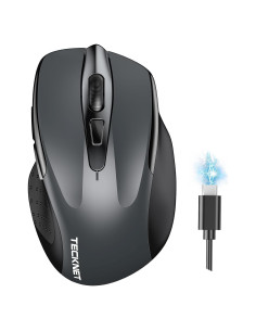 Ratón Inalámbrico TECKNET Recargable 4800 DPI Silencioso Gris