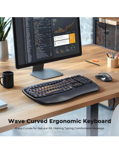 Combo Inalámbrico Teclado y Ratón Ergonómico Meetion Director-D Negro 2