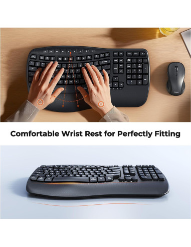 Combo Inalámbrico Teclado y Ratón Ergonómico Meetion Director-D Negro