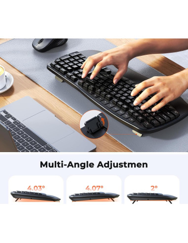 Combo Inalámbrico Teclado y Ratón Ergonómico Meetion Director-D Negro