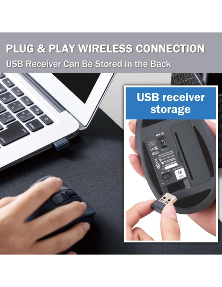 Ratón Ergonómico Inalámbrico ELECOM M-XGM30DBSKBK 2000DPI Negro