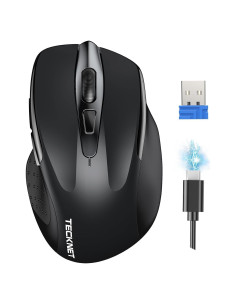 Ratón Inalámbrico Recargable TECKNET Negro 6 DPI Ajustables
