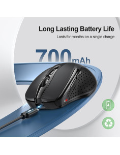 Ratón Inalámbrico Recargable TECKNET Negro 6 DPI Ajustables 2