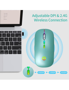 Ratón Inalámbrico KBCASE 2.4G Recargable LED Azul Lago 2