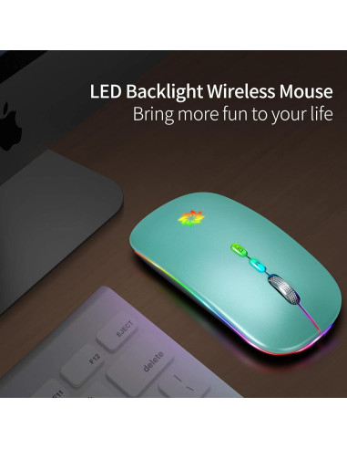 Ratón Inalámbrico KBCASE 2.4G Recargable LED Azul Lago