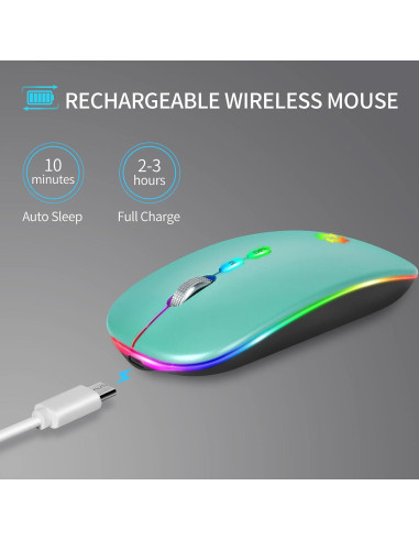 Ratón Inalámbrico KBCASE 2.4G Recargable LED Azul Lago