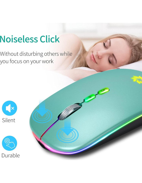 Ratón Inalámbrico KBCASE 2.4G Recargable LED Azul Lago