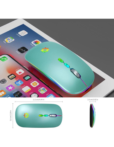 Ratón Inalámbrico KBCASE 2.4G Recargable LED Azul Lago