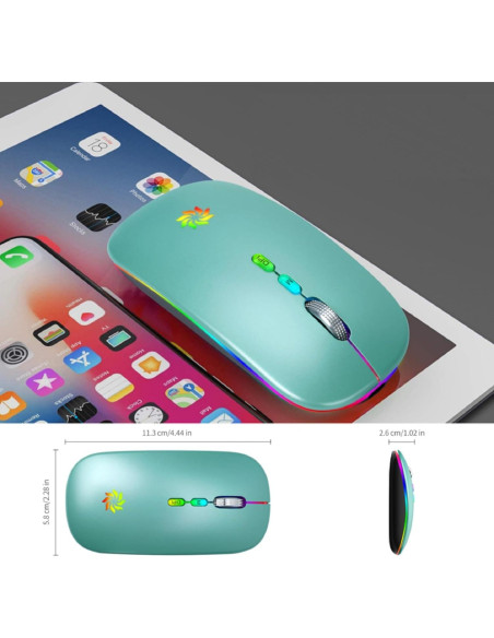 Ratón Inalámbrico KBCASE 2.4G Recargable LED Azul Lago