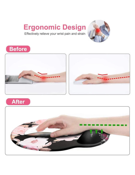 Almohadilla para Ratón MOSISO con Soporte Ergonómico Negro