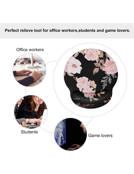 Almohadilla para Ratón MOSISO con Soporte Ergonómico Negro
