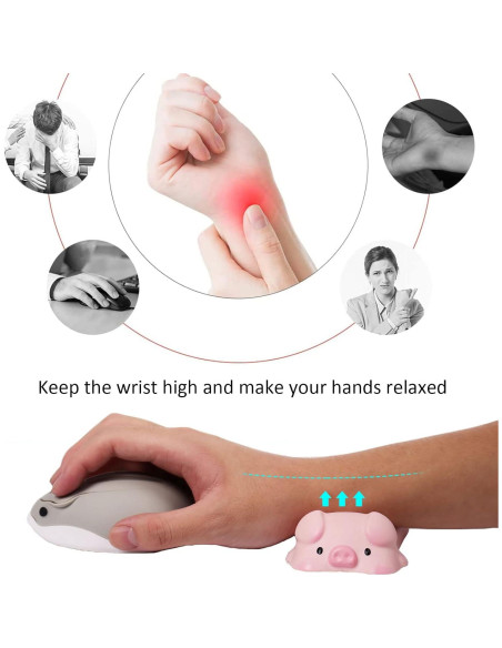 Reposamuñecas Ergonómico CHUYI Cerdo Rosa 2 Pcs Suave