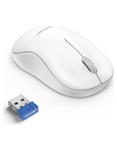 Ratón Inalámbrico TECKNET Blanco, Silencioso, 5 Niveles DPI