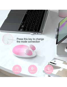 Ratón Óptico Inalámbrico Bluetooth UBOTIE Rosa, 1600 DPI 2