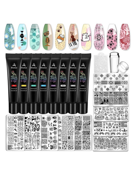 Conjunto de Estampado de Uñas Biutee 21 pcs Gel y Placas
